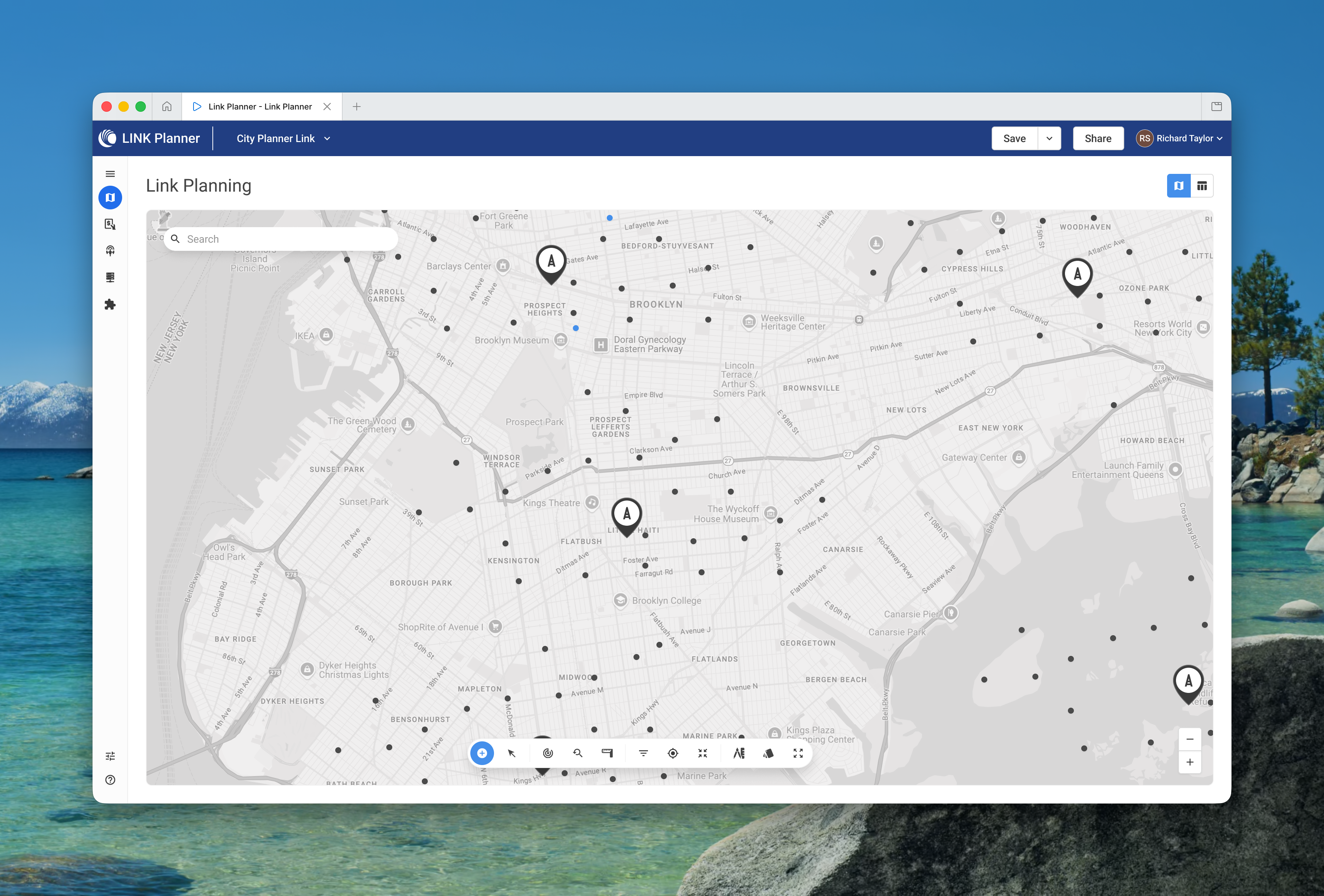 GIS Interactive Link Planning Canvas